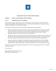 PENNSYLVANIA LEMON LAW INSTRUCTIONS