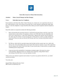 PUERTO RICO LEMON LAW INSTRUCTIONS