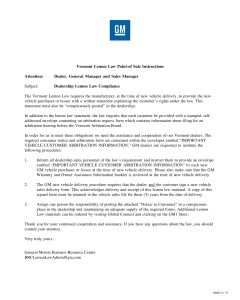 VERMONT LEMON LAW INSTRUCTIONS