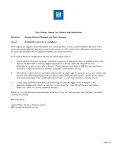 WEST VIRGINIA LEMON LAW INSTRUCTIONS