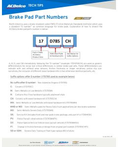 SELL SHEET - ACDELCO GOLD PAD PART# EXPLAINED