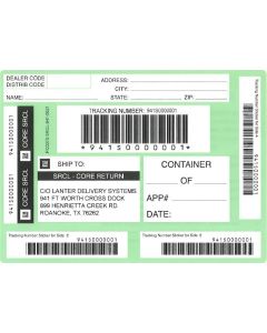 LABEL - FORT WORTH CORE RETURN GREEN SHIPPING LABEL (PK/50)