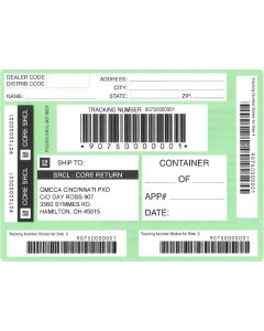 LABEL - CINCINNATI CORE RETURN GREEN SHIPPING LABEL (PK/50)
