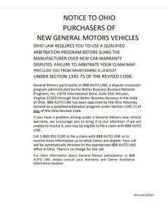 OHIO LEMON LAW NOTICE (8.5 X 11)