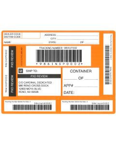 LABEL - RENO ACCSRY. RETURN ORANGE SHIPPING LABEL (PK/50)