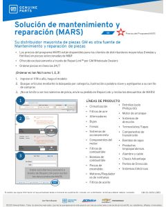 SELL SHEET-GM GENUINE PARTS MARS PROGRAM FOR SHOPS FLEETS-SP