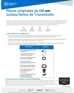 SELL SHEET - TRANSMISSION GASKETS AND SEALS (SPANISH)