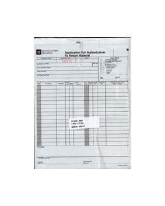 FORM-APPLICATION FOR AUTHORIZATION TO RETURN MATERIAL PK/25