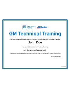 CERTIFICATE - GM TECHNICAL TRAINING