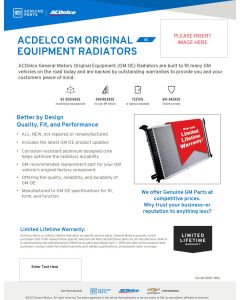 SELL SHEET - ACDELCO GM ORIGINAL EQUIPMENT RADIATORS-CUSTOM