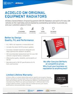 SELL SHEET - ACDELCO GM ORIGINAL EQUIPMENT RADIATORS