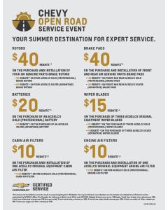 SELL SHEET - CHEVY OPEN ROAD SERVICE EVENT 8.5X11 (EACH)