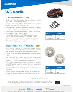 SELL SHEET - GOLD-SILVER PADS AND ROTORS - ACADIA