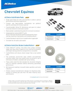 SELL SHEET - GOLD-SILVER PADS AND ROTORS - EQUINOX