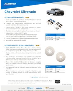 SELL SHEET - GOLD-SILVER PADS AND ROTORS - SILVERADO