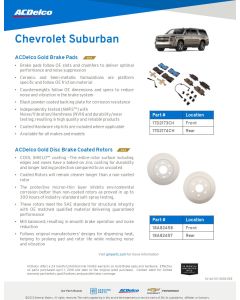SELL SHEET - GOLD-SILVER PADS AND ROTORS - SUBURBAN