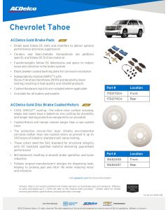 SELL SHEET - GOLD-SILVER PADS AND ROTORS - TAHOE