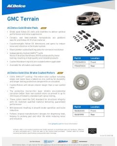 SELL SHEET - GOLD-SILVER PADS AND ROTORS - TERRAIN