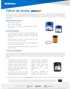 SELL SHEET - OE AND GOLD OIL FILTERS - SPANISH