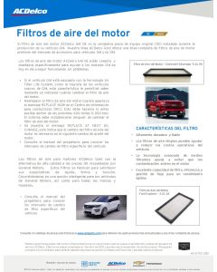 SELL SHEET - OE AND GOLD ENGINE AIR FILTERS - SPANISH