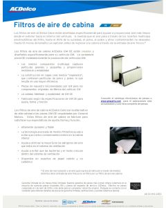SELL SHEET - OE AND GOLD CABIN AIR FILTERS - SPANISH