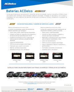 SELL SHEET - ACDELCO BATTERIES - SPANISH