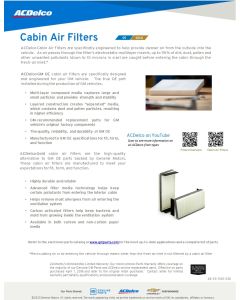 SELL SHEET - OE AND GOLD CABIN AIR FILTERS