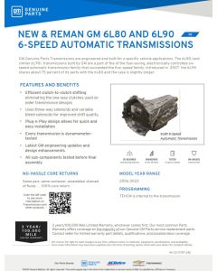 SELL SHEET - NEW & REMAN GM 6L80 AND 6L90 6-SPEED AUTOMATIC