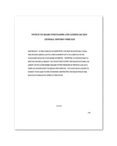 IDAHO LEMON LAW NOTICE