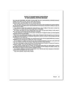 PENNSYLVANIA LEMON LAW NOTICE