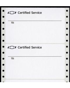 CHEVROLET CERTIFIED SERVICE Pin-Fed Shipping Labels,  1 Box of 1,000