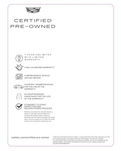 2022 CADILLAC CPO MONRONEY STICKER