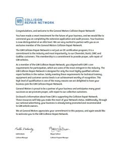 Letter - GM Collision Repair Network Welcome (Each)