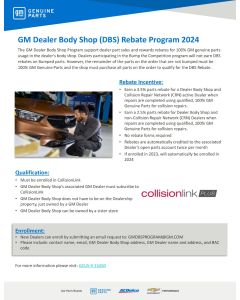 SELL SHEET - GM DEALER BODY SHOP REBATE PROGRAM