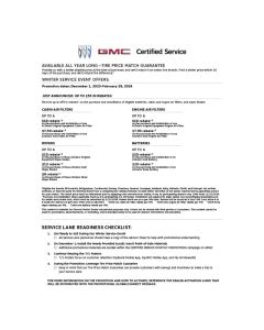 GUIDE - BUICK GMC CERTIFIED SERVICE WINTER LAUNCH ELECTRONIC