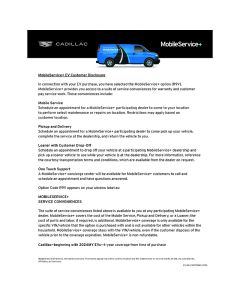 Cadillac MobileService+ Terms and Conditions Sheet RPO