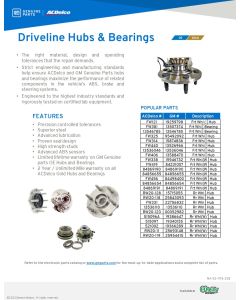 SELL SHEET - OREILLYS - HUBS&BEARINGS-DRIVELINE