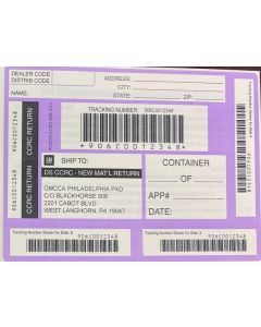 LABEL - PHILLY NEW PART RETURN PURPLE SHIPPING LABEL PK/50