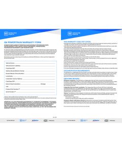 WARRANTY CARD - POWERTRAIN WARRANTY